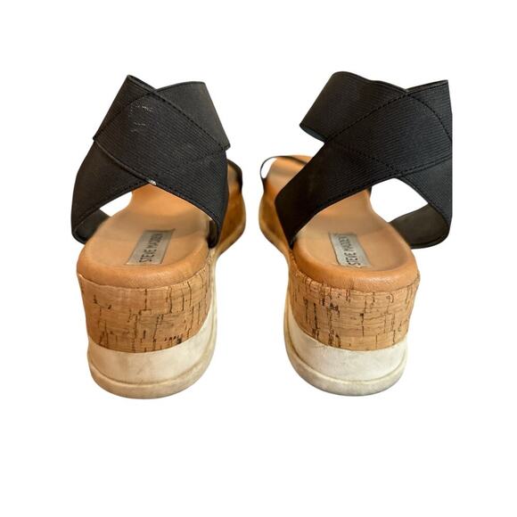 Steve Madden Women Elba Wedge Platform Stretch Ankle Strap Sandal Size 9.5 Black - Picture 4 of 6